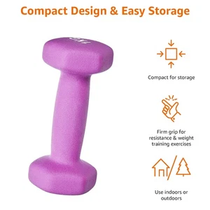 Basics Neoprene Dumbbell Pair 2 x 1 kg Purple