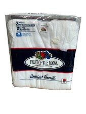 New 1989 Fruit The Loom White Tank Tops Wife Beater XL 46-48 Ribbed A-shirt USA