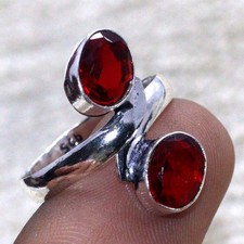 925 Silver Plated Stunning Garnet Ring Jewelry Size US FreeSize JW