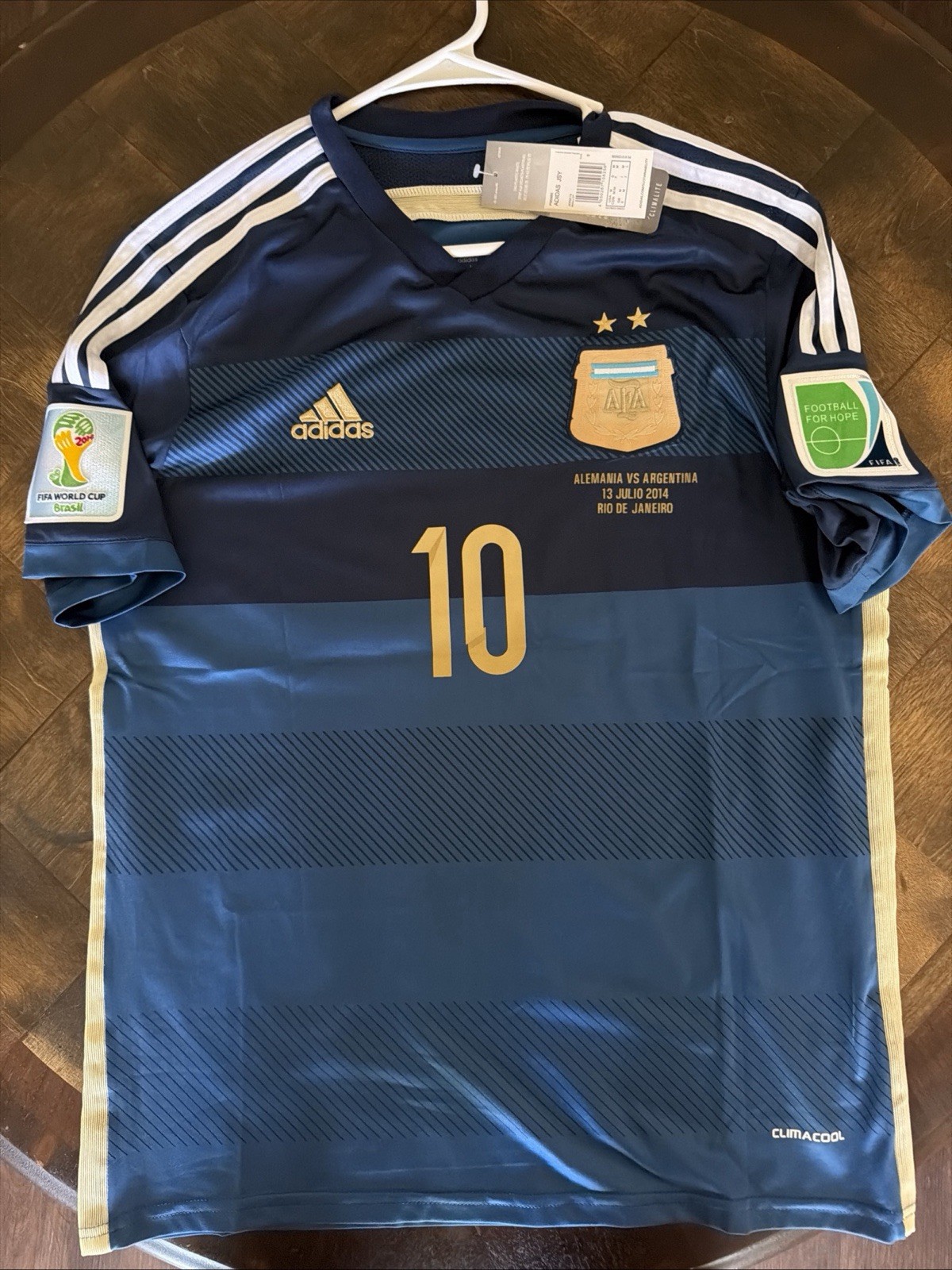 Argentina Away Jersey 2014. Final Version. Messi 10. New + All Patches. Size M