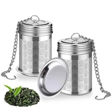 2 Pack Tea Infuser for Loose Tea, Extra Fine Mesh Tea Strainers with Drip Trays