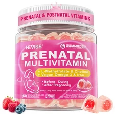 Prenatal Vitamins for Women Multivitamin Gummies w/ Methylfolate 1mg, Choline...