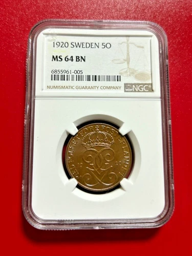 1920 SWEDEN 5 ORE NGC MS 64 BN
