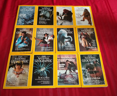 National Geographic Magazine - 1990 Lot of 12 Complete Year  + Maps