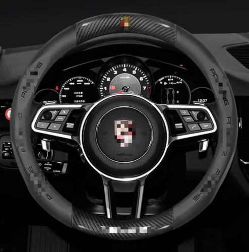 15" PU Leather+Carbon fiber Steering Wheel Cover For 1980-2025 Porsche All Cars - Bild 1 von 5