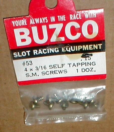 12 Self Tapping S.M. Screws Original 4 X 3/16" by BuzCo #53 Vintage Slot Car NOS