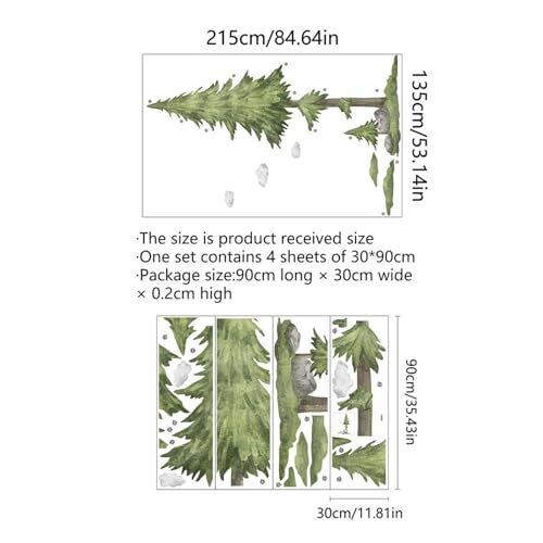 Tree Wall Decal Large Pine Tree Wall Sticker for Bedroom Living Room, Forest-a - Picture 5 of 8