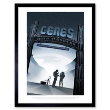 Space Tourism Science Travel Ceres Asteroid Belt Queen 12X16 Inch Framed Print