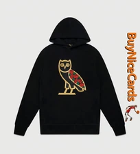 2023 Drake's October's Very Own OVO Rose Owl Hoodie - Black - Large - Brand New