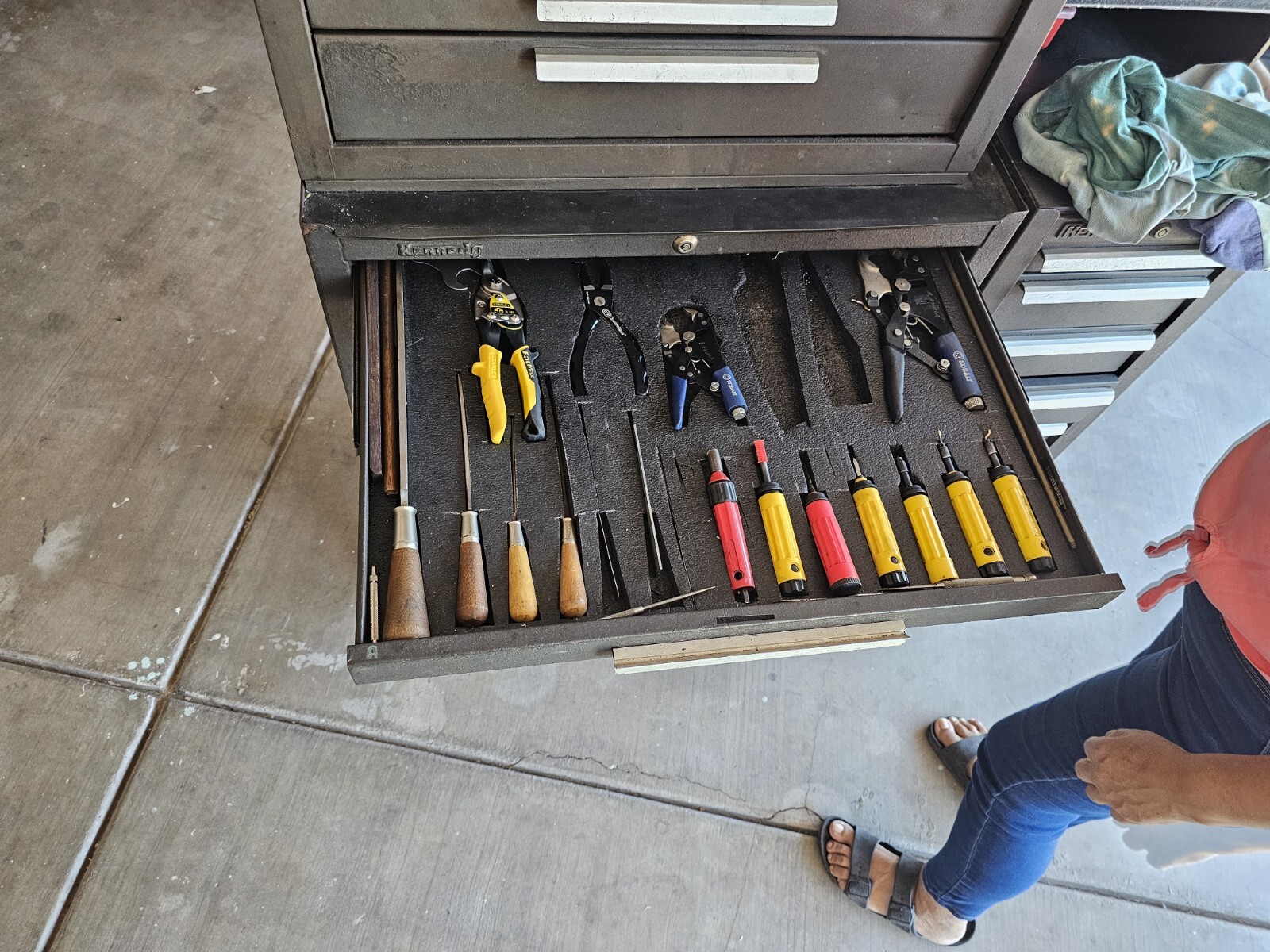 used kennedy tool boxes , and stacked rollers with precision tools and