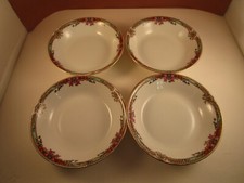 Vintage Union T Czechoslovakia Porcelain Set of 4 Berry Dessert Bowls Flowers C