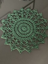 Green Vintage Hand Crochet Lace  Coaster Doilies Handmade  100% cotton