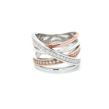 2-Tone Overlapping Band Ring 925 Sterling Silver for Women