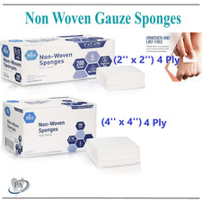 2x 2- 4 Ply, 4 x4 - 4-Ply Gauze Sponge Non Woven Sponges, Non-Sterile Cotton USA