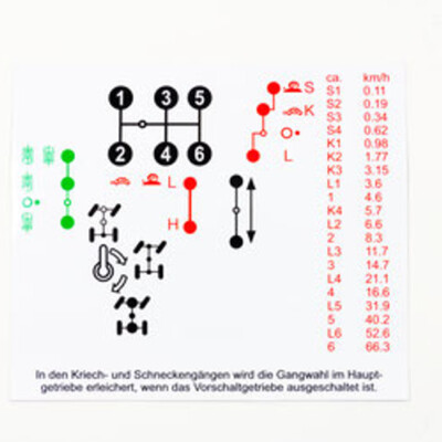 Unimog 421-403-406-421 STICKER wiring diagram ballast transmission rotary lever Gesc