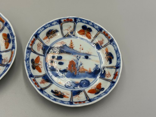 Pair of ANTIQUE Chinese 18th C. Kangxi Period Porcelain Saucer Plates 4 1/4'' - Picture 2 of 6
