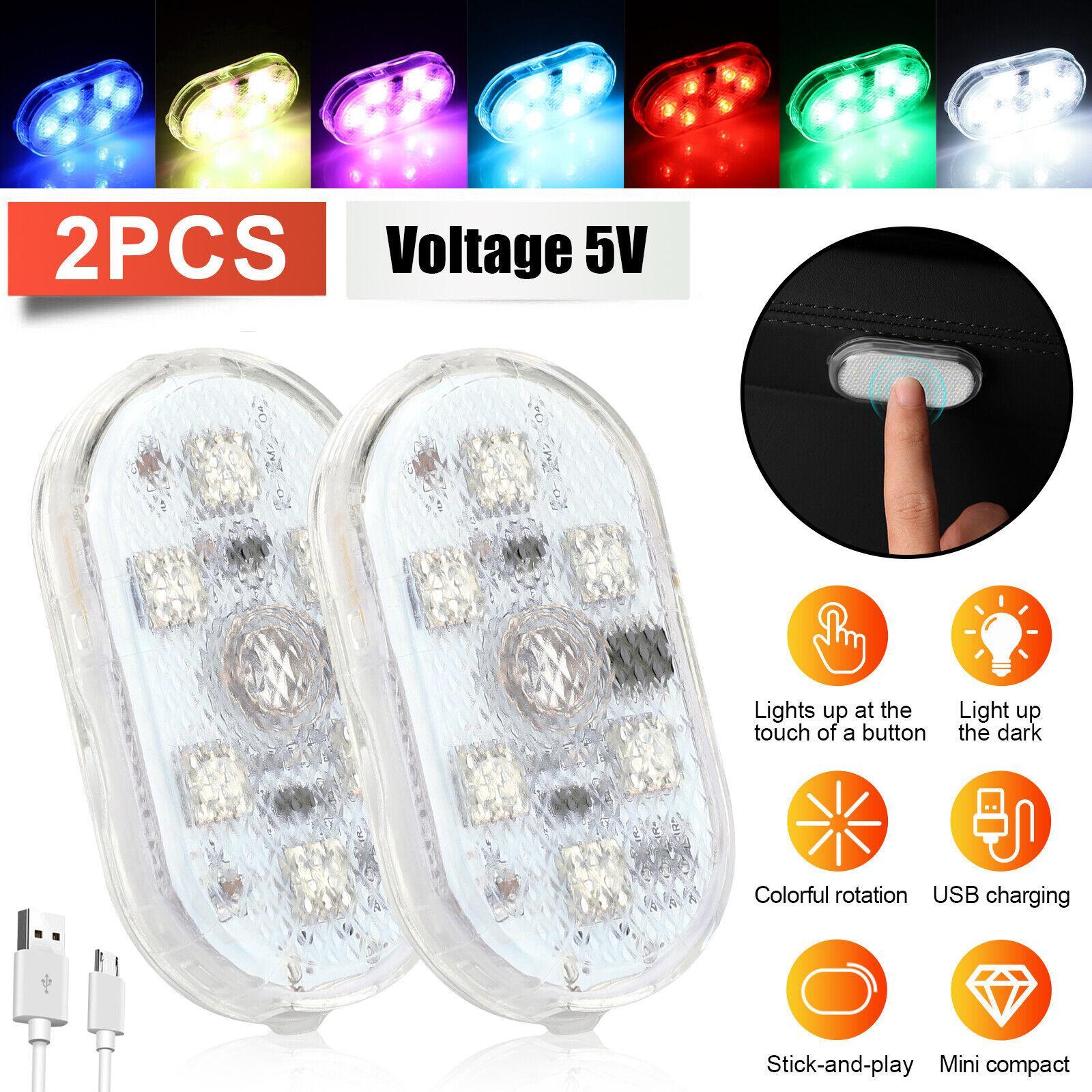 1Pair 5V Multicolor LED Light Car Interior Wireless Ambient Neon USB Charge Lamp