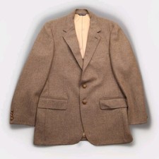Higgins Blazer Mens 44 Brown Wool Sport Coat Jacket Made In USA 2 Button