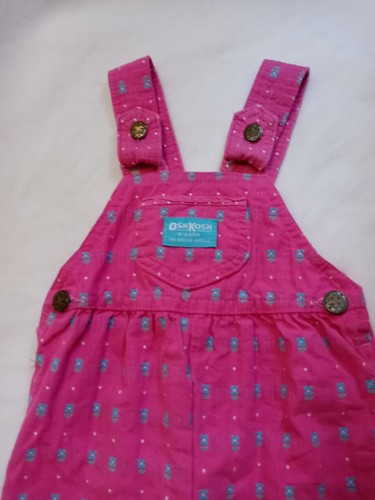 12 Months Vintage Girls OshKosh B'gosh Overalls Pink *Blue Daisies* - Picture 13 of 20