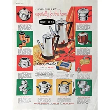 1955 West Bend Home Products Vintage Print Ad Retro Coffee Pot Mixers Cookware