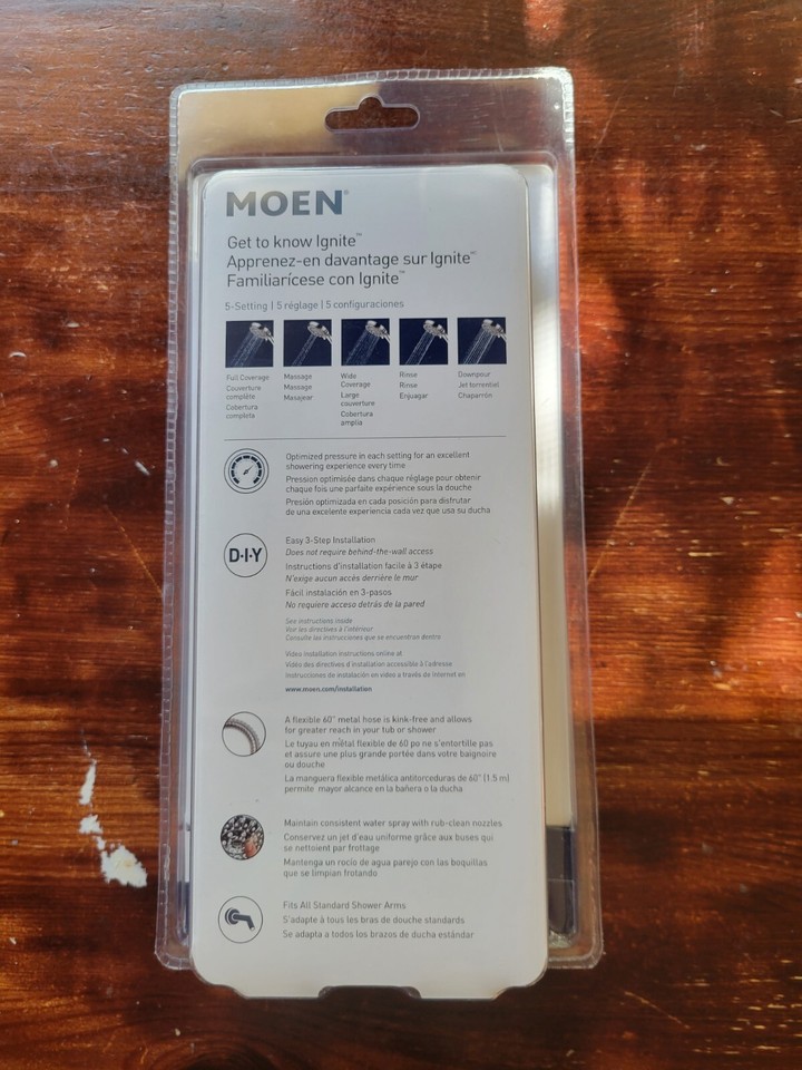 Moen Ignite Handbrause In Chrom – 5 Strahlarten, 1,5 M Schlauch, Einfache Montage