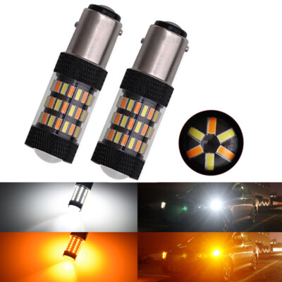 Motorcycle White/Amber 1157 LED Switchback Turn Signal Light For