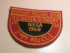 NSSA 1969 WIESBADEN GERMANY 28 GA. 2 M/T R/U CLI TRAP SKEET GUN HUNTING PATCH 