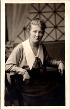 AZO  RPPC Real Photo Postcard Young Woman  Sitting in Chair