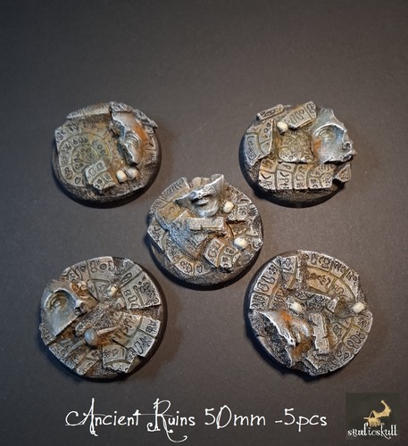BASES REDONDAS DE RESINA 50mm terreno paisaje ruinas antiguas 5 piezas - Imagen 6 de 8