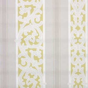 1950s Vintage Wallpaper Yellow And Gray Ornate Stripes Ebay