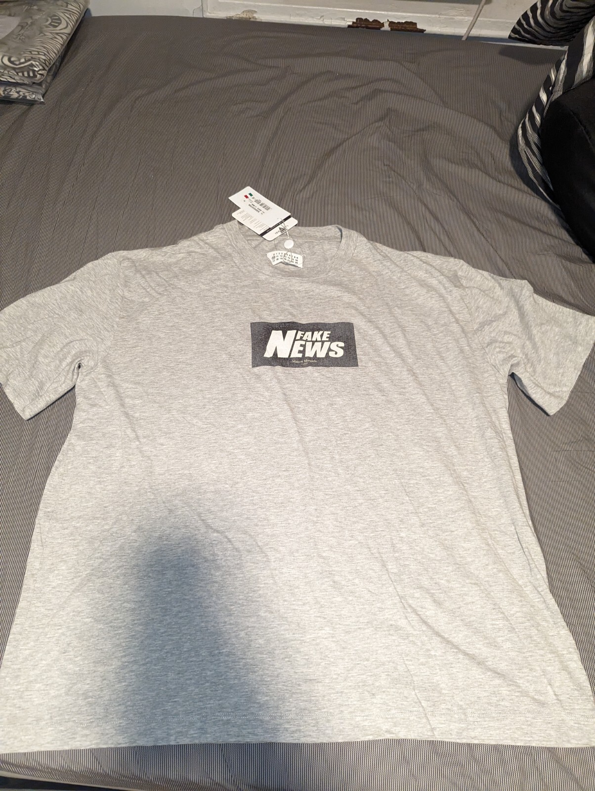 Maison Martin Margiela MMM10 Fake News Relaxed Fit T-Shirt 52 Grey Large Baggy