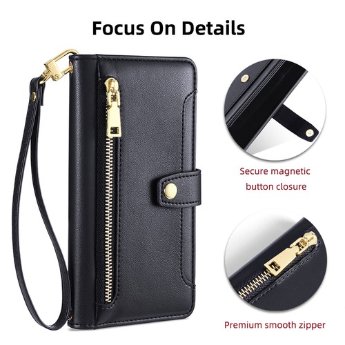 For Google Pixel 9 Pro XL/8/7/6A Crossbody Flip Zipper Card Wallet Stand Case - Picture 7 of 36