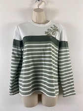 Dmart Size M/L white green round neck sweatshirt, slight mark on shoulder