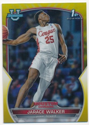 JARACE WALKER 2023 1ST BOWMAN UNIVERSITY YELLOW REFRACTOR #14 SP HOUSTON #26/75