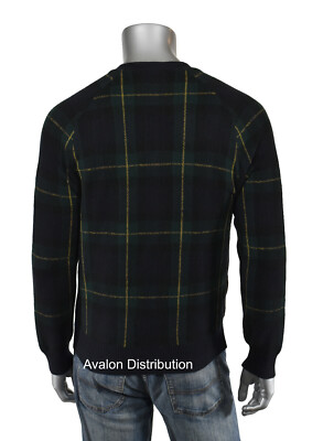 Ralph Lauren Purple Label Navy Tartan Cashmere Suede Cardigan