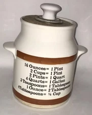 Vintage SADO Ftd Canister & Lid Hand Made In Portugal Floral Measuring Container