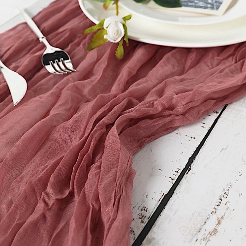 MAUVE 10 ft Cheesecloth EXTRA LONG TABLE RUNNER Cotton Wedding Events Linens - 第 6/8 張圖片