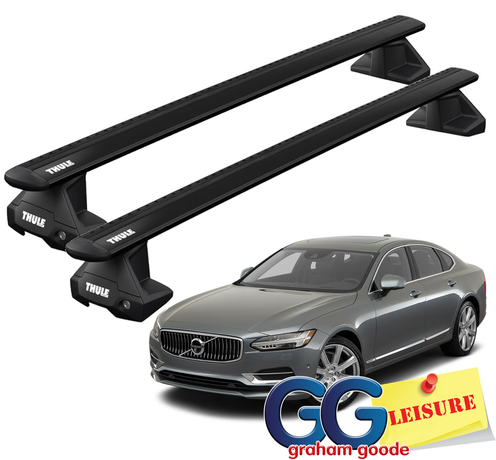 Thule Evo Black WingBars Roof Rack Bars | Volvo S90 4dr Saloon 2016- onwards