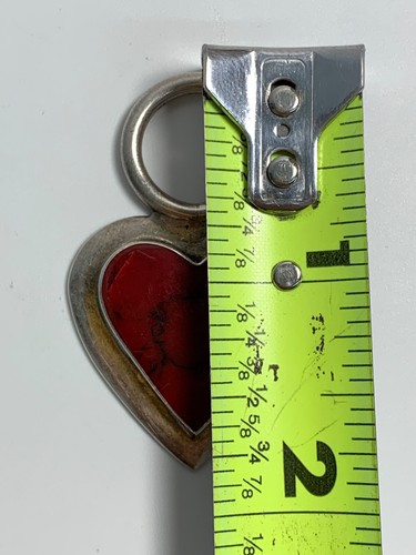 Vintage Sterling Silver .925 JRI Mexico Big Red Stone Heart Pendant ~ 15.2grams - Picture 6 of 8