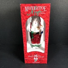 Vtg Mistletoe Magic European Style Hand Blown Glass Ornament Santa Toys New