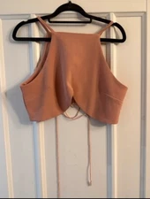 Pink Racer Back Tie Crop Top