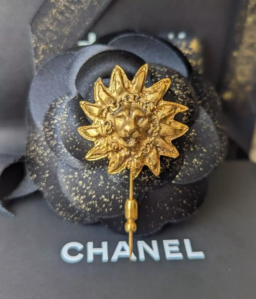 Chanel camellia brooch pin pearl rhinestone jewelry accessory with box  authentic