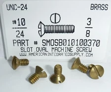 #10-24x3/8 Oval Head Slotted Machine Screws Solid Brass (15)