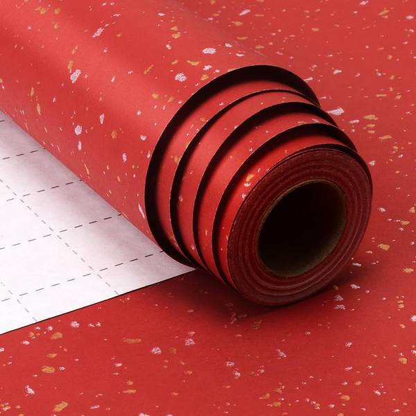 Rot Geschenkpapier, 43 Cm X 10 M Rot Gold Silber Geschenkpapier FüR Weihnachten-image