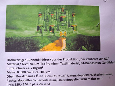Bühnenbilddruck  Der Zauberer von Oz , Vorhang 'Smaragdschloss', 600 x 300 cm