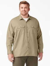 Dickies Mens Long Sleeve Twill Work Shirt Workwear - 574 - New Khaki Size XL