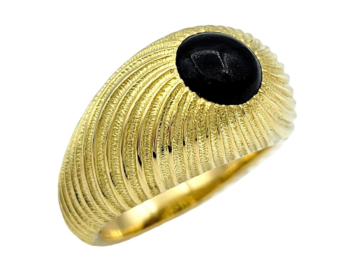 Tiffany & Co. Schlumberger Shrimp Style Black Onyx Ring in 18 Karat Yellow Gold View 2