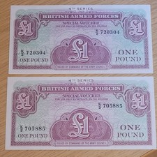 £1 BANK NOTE- BRITISH MILITARY ARMED FORCES  2 X £1 NOTES