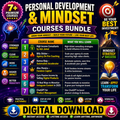 7 Personal Development Mindset Courses Bundle Digital Download Training