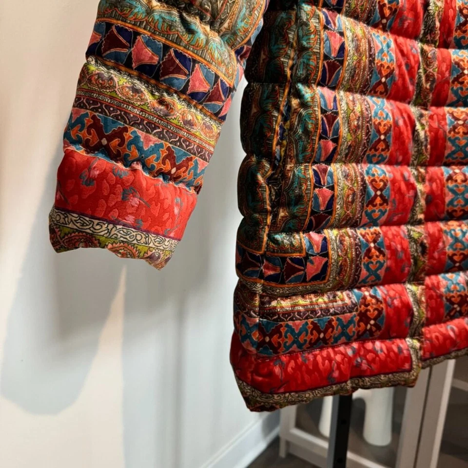 Abrigo acolchado de terciopelo reversible Etro Nouveau relleno multicolor estampado 38 S Foto 4 de 4